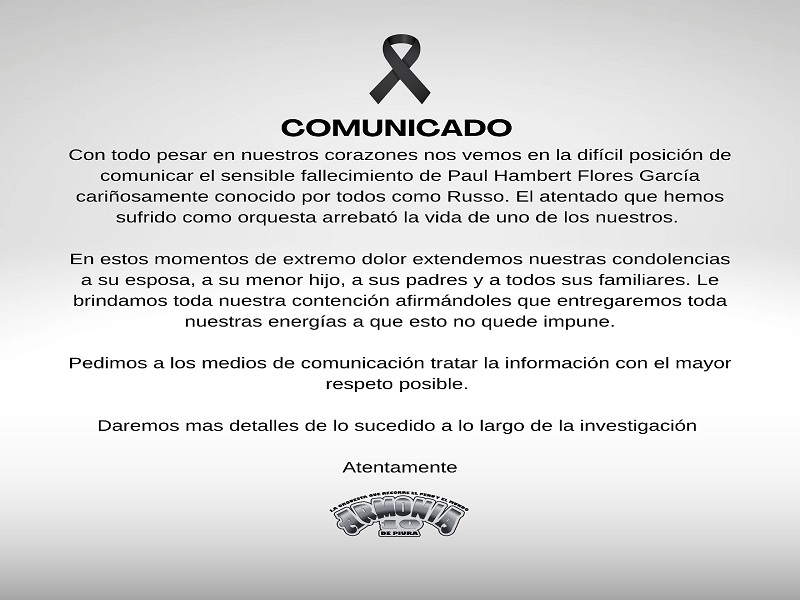 Armonía 10 tras asesinato del cantante Paul Flores: "Entregaremos todas nuestras energías a que esto no quede impune"