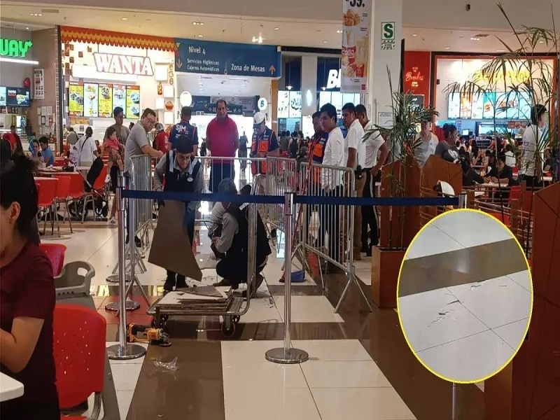 SJM: grietas en el piso del centro comercial Mall del Sur causaron pánico entre los clientes