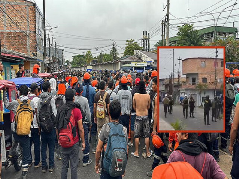 Dos policías y dos civiles heridos durante disturbios previos a llegada de Dina Boluarte a Iquitos